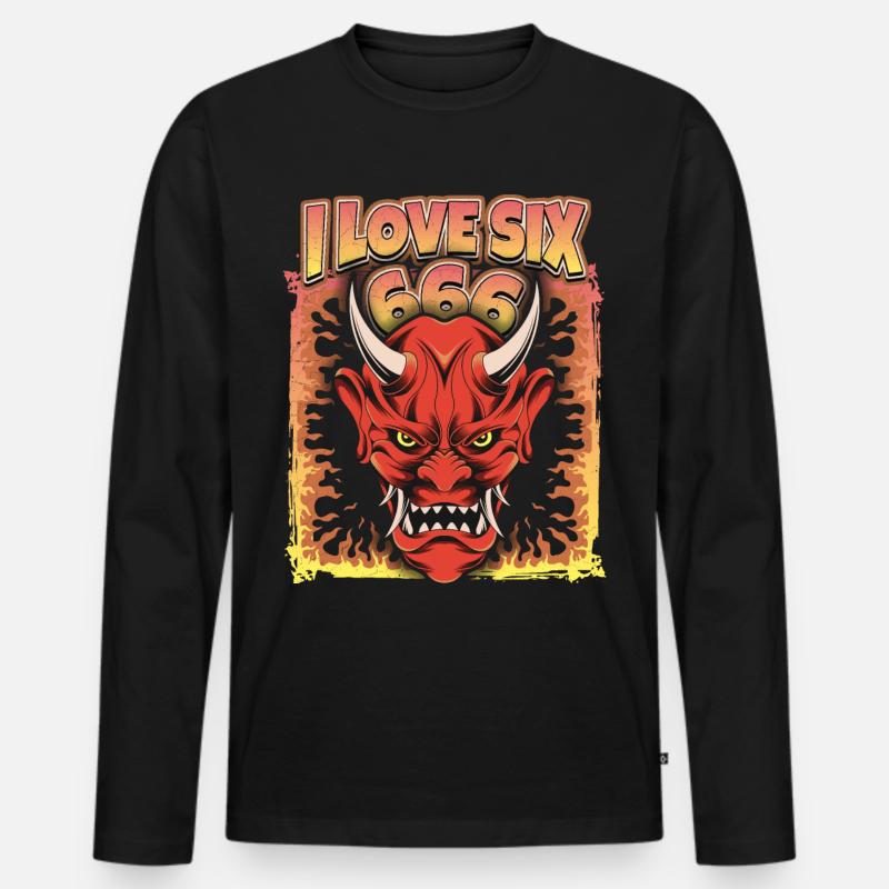 Devil-Devil, Satan Saying 666 - Men's Premium Organic Long Sleeve Shirt - black