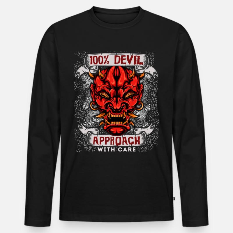 Devil Satan, funny devil saying in comic book style Men's Premium Organic Long Sleeve Shirt