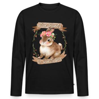 Petit lapin, lapin, bien-être animal, Vegan, dicton - T-shirt manches longues Premium bio Homme - noir - Devant - Nico (187cm)