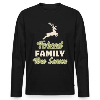 Dicton de Noël ironique, cerf sautant - T-shirt manches longues Premium bio Homme - noir - Devant - Nico (187cm)