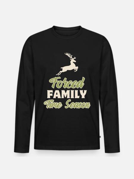 Ironic Christmas Saying, Jumping Deer - Men's Premium Organic Long Sleeve Shirt - black