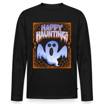 Lustiger Geist, Spruch mit Spinnweben, Spinne, Pun - Männer Premium Bio Langarmshirt - Schwarz - Vorne - Nico (187cm)