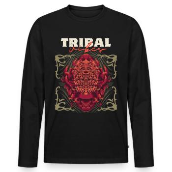 Bali Asia Mask, Indonesian Barong Deity - Men's Premium Organic Long Sleeve Shirt - black - Front - Nico (187cm)