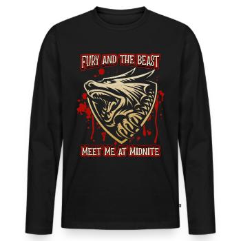 loup-garou et éclaboussures de sang, en disant, monstre zombie - T-shirt manches longues Premium bio Homme - noir - Devant - Nico (187cm)
