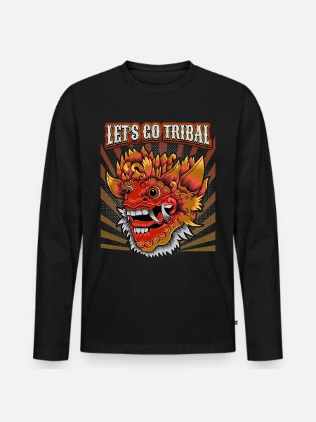 Barong Mask, Indonesian Mask, Bali Rangda - Men's Premium Organic Long Sleeve Shirt - black