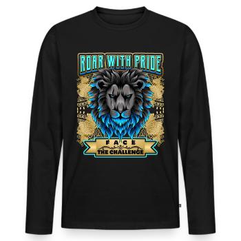 Lion Saying, Lion Head - Men's Premium Organic Long Sleeve Shirt - black - Front - Nico (187cm)