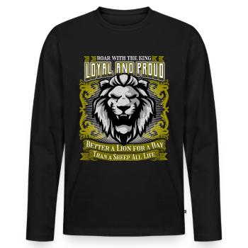 Lion Saying Loyal and Proud, Lion Lion Head - Men's Premium Organic Long Sleeve Shirt - black - Front - Nico (187cm)