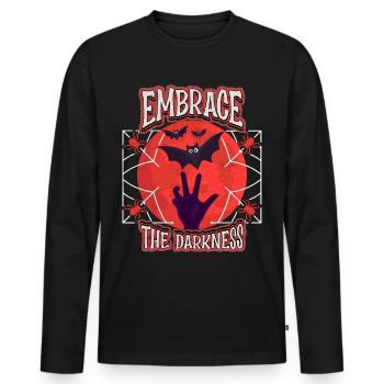 Lune de l’horreur avec une chauve-souris et une main de zombie, disant - T-shirt manches longues Premium bio Homme - noir - Devant - Nico (187cm)