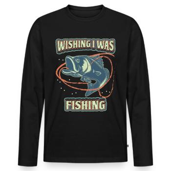 Fischen, Angeln am Fluss, lustiger Spruch - Männer Premium Bio Langarmshirt - Schwarz - Vorne - Nico (187cm)