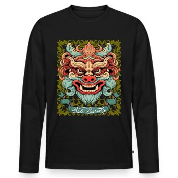 Asia Mask, Indonesian Barong Deity, Bali - Men's Premium Organic Long Sleeve Shirt - black - Front - Nico (187cm)