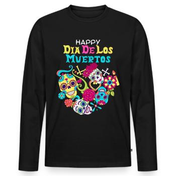Dia-de-Muertos, Mexique, Crâne De Sucre, Crâne - T-shirt manches longues Premium bio Homme - noir - Devant - Nico (187cm)