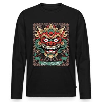 Asia Mask, Indonesian Barong Deity, Bali - Men's Premium Organic Long Sleeve Shirt - black - Front - Nico (187cm)