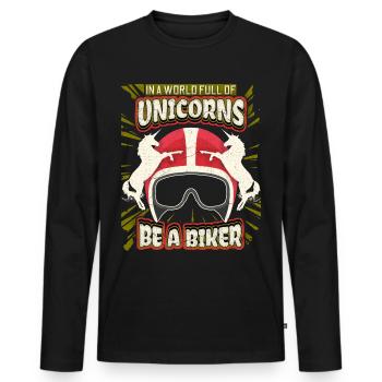 Unicorn Unicorn Funny Motorcycle Biker Saying - Men's Premium Organic Long Sleeve Shirt - black - Front - Nico (187cm)