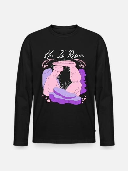 Jesus Christ Resurrection Easter Saying - Men's Premium Organic Long Sleeve Shirt - black