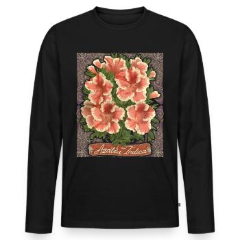 Azalée, Azalée Indica, fleurs botaniques Vintage - T-shirt manches longues Premium bio Homme - noir - Devant - Nico (187cm)
