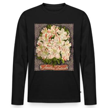 Azalea Indica, vintage botanische Blumen, Azalee - Männer Premium Bio Langarmshirt - Schwarz - Vorne - Nico (187cm)
