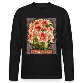 Azalée indienne, Azalée Indica rétro vintage - T-shirt manches longues Premium bio Homme - noir - Devant - Nico (187cm)