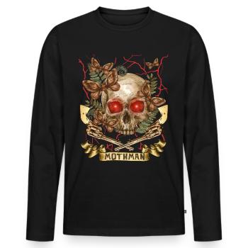 Mothman, Mothman, Skull, Skull Pistols - Men's Premium Organic Long Sleeve Shirt - black - Front - Nico (187cm)