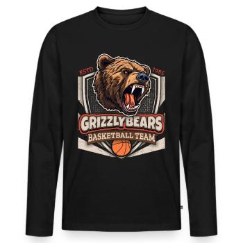 Basketball, Grizzly Bears Team, Grizzlybären Logo - Men's Premium Organic Long Sleeve Shirt - black - Front - Nico (187cm)