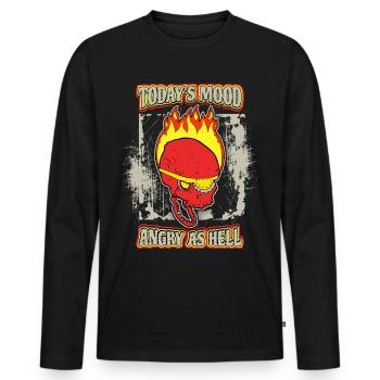 Crâne de dessin animé, drôle de dicton, en colère comme l’enfer - T-shirt manches longues Premium bio Homme - noir - Devant - Nico (187cm)