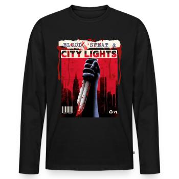 Film d’horreur, affiche de film d’horreur avec couteau et sang - T-shirt manches longues Premium bio Homme - noir - Devant - Nico (187cm)