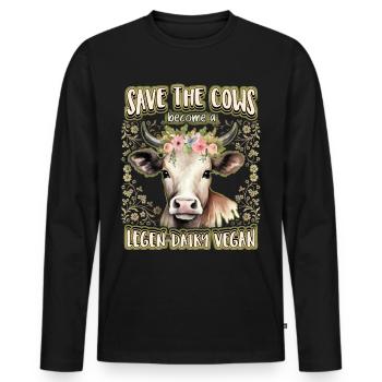 Kuh, Kühe, Ochse, Bullen, lustiger Spruch - Männer Premium Bio Langarmshirt - Schwarz - Vorne - Nico (187cm)