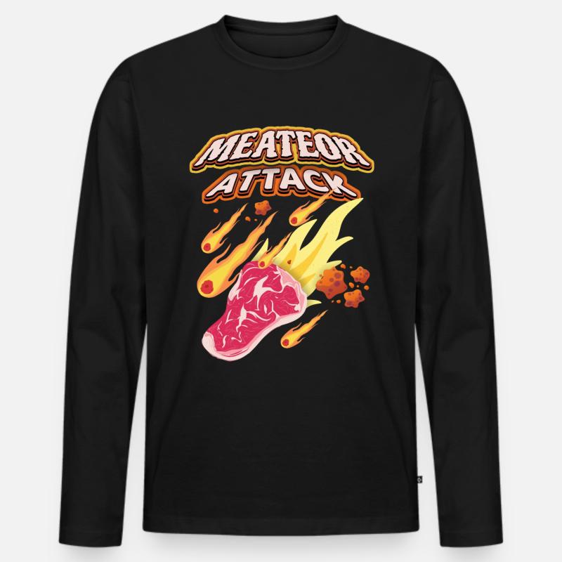 Steak, Fleisch, lustiger Spruch - Männer Premium Bio Langarmshirt - Schwarz