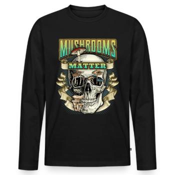 Drôle de crâne, Art psychédélique, champignons - T-shirt manches longues Premium bio Homme - noir - Devant - Nico (187cm)