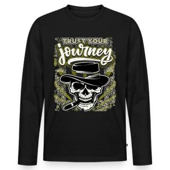 Lustiger Totenkopf Totenschädel mit Zigarre Spruch - Männer Premium Bio Langarmshirt - Schwarz - Vorne - Nico (187cm)