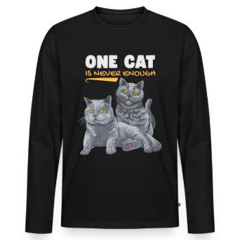 Drôle De Chat, British Shorthair, Chat Disant - T-shirt manches longues Premium bio Homme - noir - Devant - Nico (187cm)