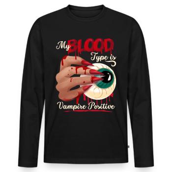 Vampir Blut, Blutsauger lustiger Spruch - Männer Premium Bio Langarmshirt - Schwarz - Vorne - Nico (187cm)