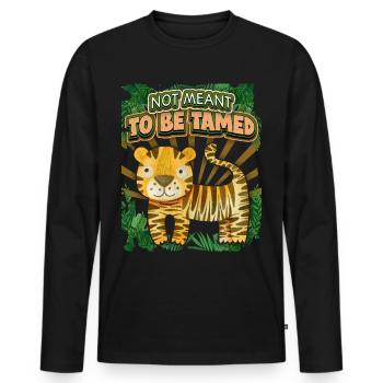 Kawaii Tiger, Dschungel Tiger, lustiger Spruch - Männer Premium Bio Langarmshirt - Schwarz - Vorne - Nico (187cm)