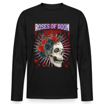 Crâne vintage, tête de mort avec des Roses, dictant - T-shirt manches longues Premium bio Homme - noir - Devant - Nico (187cm)
