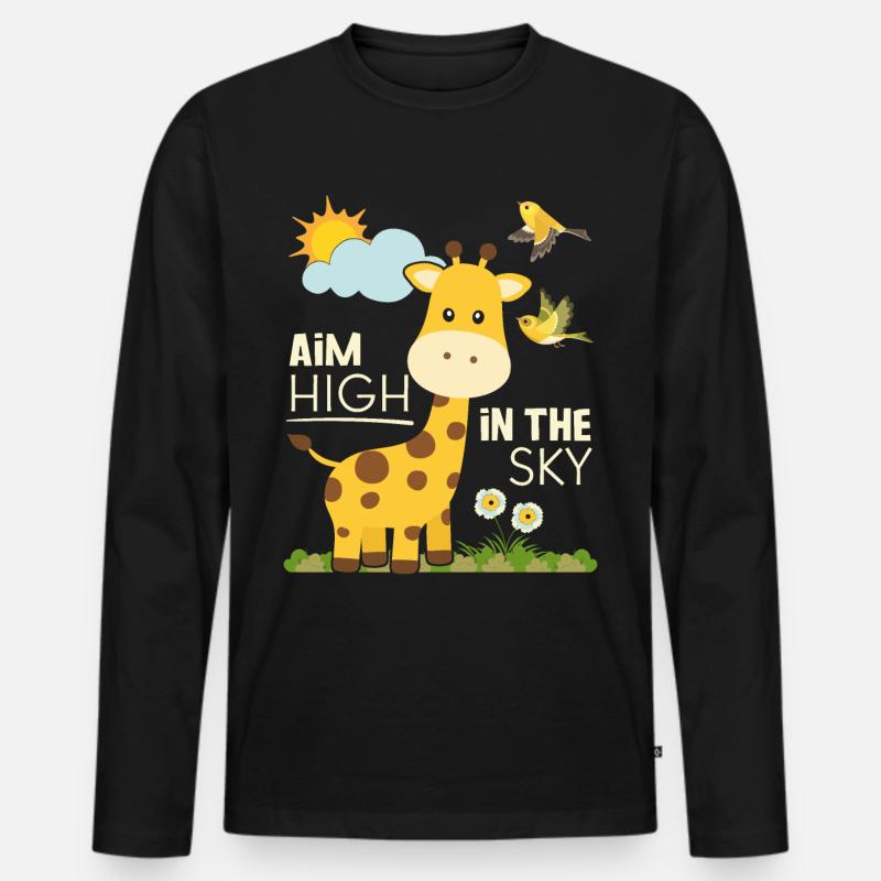 Motivationsspruch, Comic Giraffe Motivation Spruch - Männer Premium Bio Langarmshirt - Schwarz