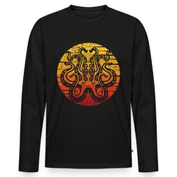 Octopus Octopus, Squid with Sunset - Men's Premium Organic Long Sleeve Shirt - black - Front - Nico (187cm)
