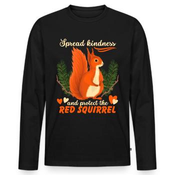 Funny Squirrel Saying, Red Squirrel - Men's Premium Organic Long Sleeve Shirt - black - Front - Nico (187cm)