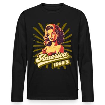 Amérique États-Unis des années 1950 pin-up, Rock and Roll - T-shirt manches longues Premium bio Homme - noir - Devant - Nico (187cm)
