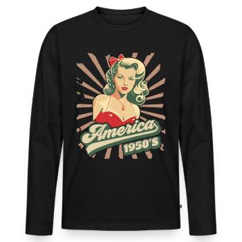 Amerika, USA, Rock'n'Roll, 1950er Jahre, Pin-up - Männer Premium Bio Langarmshirt - Schwarz - Vorne - Nico (187cm)