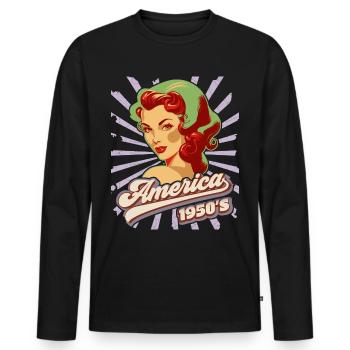 Pin-up, Amerika, USA, Rock'n'Roll, 1950er Jahre - Männer Premium Bio Langarmshirt - Schwarz - Vorne - Nico (187cm)