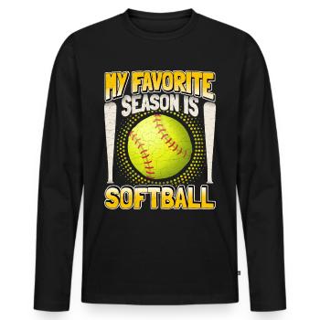 Joueur de softball, dicton sportif drôle - T-shirt manches longues Premium bio Homme - noir - Devant - Nico (187cm)