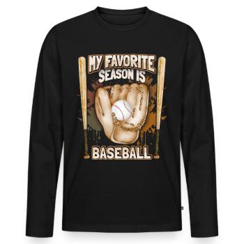 Baseball, Drôle De Sport Dire Gant De Baseball - T-shirt manches longues Premium bio Homme - noir - Devant - Nico (187cm)