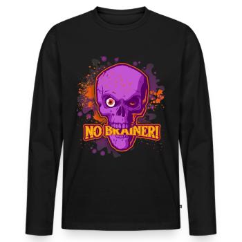 Totenkopf Cartoon, Skull, Zombies Spruch - Männer Premium Bio Langarmshirt - Schwarz - Vorne - Nico (187cm)