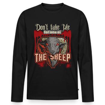 Cartoon Horror Schafskopf, Schaf Horrorfilm Spruch - Männer Premium Bio Langarmshirt - Schwarz - Vorne - Nico (187cm)