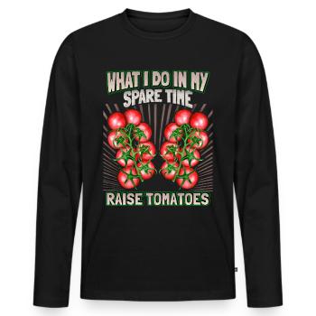 Tomatoes, Vegetable Garden, Gardener Tomato Cultivation Saying - Men's Premium Organic Long Sleeve Shirt - black - Front - Nico (187cm)