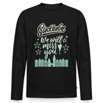 Stockholm, Suède Panorama de la capitale - T-shirt manches longues Premium bio Homme - noir - Devant - Nico (187cm)