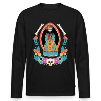 La Catrina Mexico, Dia-de-los-Muertos, guitars - Men's Premium Organic Long Sleeve Shirt - black - Front - Nico (187cm)