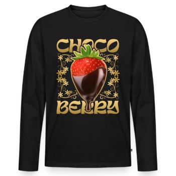 Strawberry with chocolate - Men's Premium Organic Long Sleeve Shirt - black - Front - Nico (187cm)