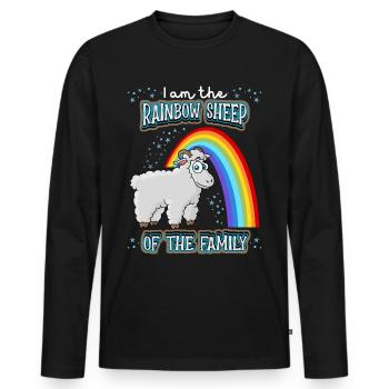 Funny LGBTQ saying with sheep and rainbow - Men's Premium Organic Long Sleeve Shirt - black - Front - Nico (187cm)