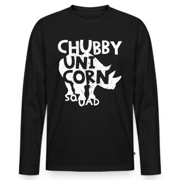 Rhino Chubby Unicorn - Men's Premium Organic Long Sleeve Shirt - black - Front - Nico (187cm)