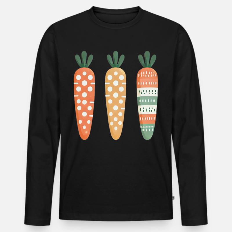 Cute Carrot Pattern Easter Joy - Men's Premium Organic Long Sleeve Shirt - black